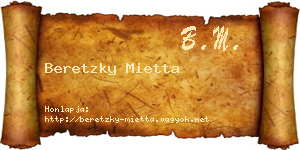 Beretzky Mietta névjegykártya